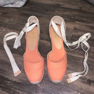 Castaner Coral Espadrille Lace Up Wedges